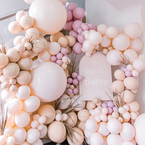 Image of Voircoloria 130pcs Blush Pink Balloons Different Sizes 18 inch 12 inch 10 inch 5 inch Boho Pink Latex Balloon Garland Arch Kit for Birthday Baby Shower Graduation Wedding Gender Reveal Party Decorations