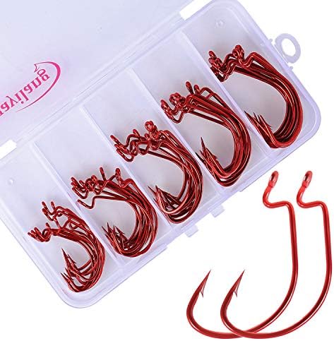 Sougayilang Fishing Hooks High Carbon Steel Worm Soft Bait Jig Fish Hooks