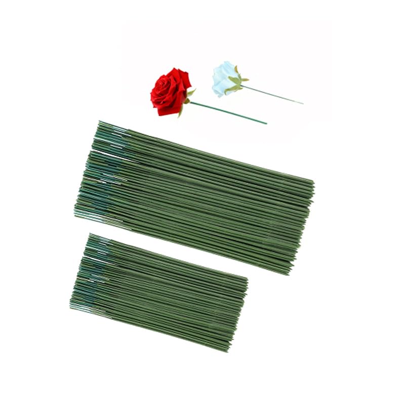 100 Pcs Green Floral Wire Stems 17CM & 25CM Plastic Flower Rods, Ideal for DIY Bouquets, Wedding Decor, Crafts and Florist Arrangements