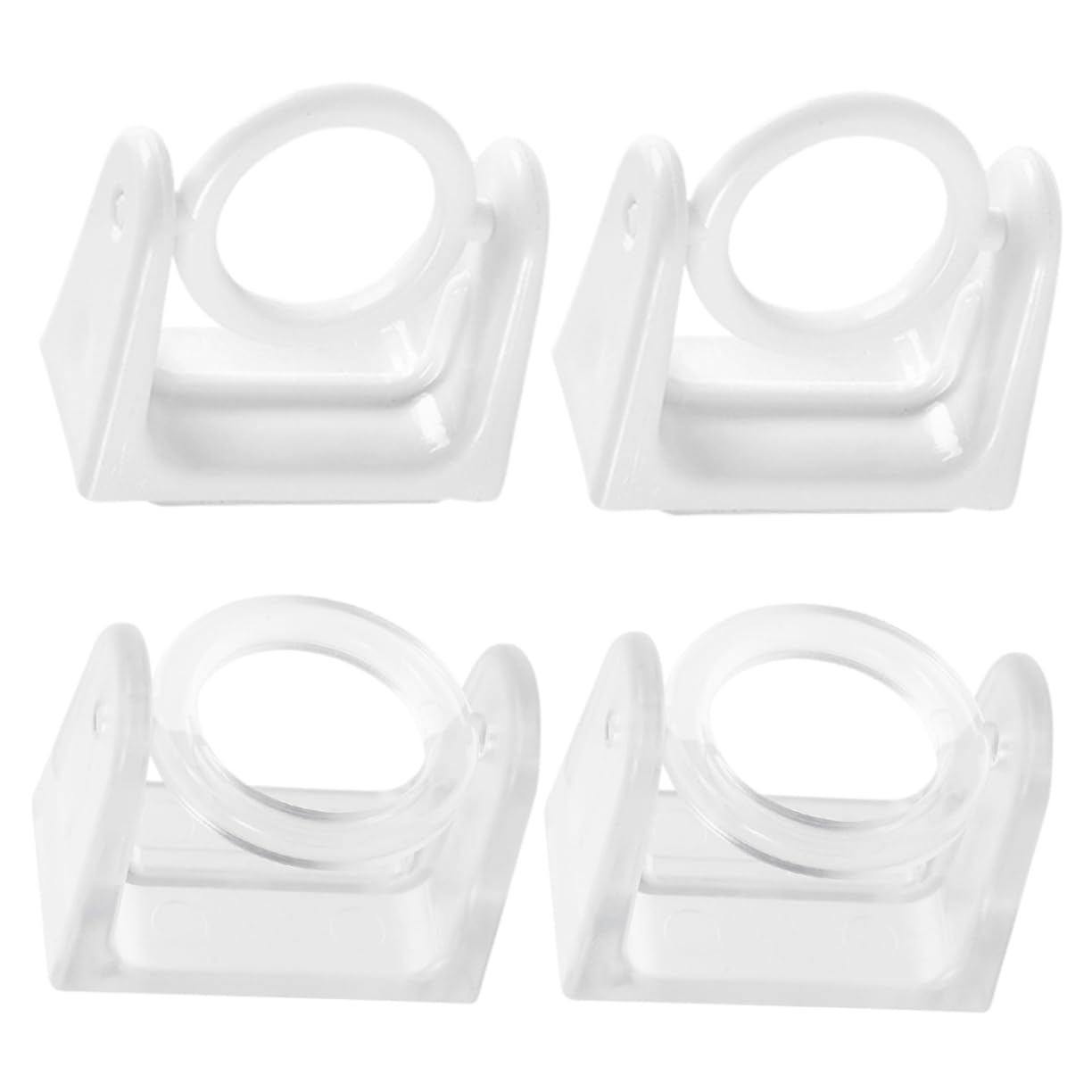 Cabilock 4Pcs Tension Rod Holder Self Adhesive No Drilling Bracket for Kitchens Versatile Wall Mounted Design Optimizes Space for Various Wall Thicknesses