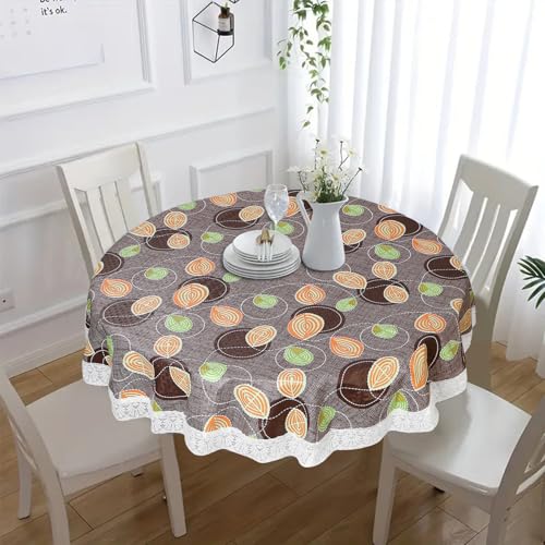 Image of Dakshya Industries PVC Waterproof Round Table Cover for 4 Seater Dining Table | 60 Inch Round Printed Table Cover | Spill Proof, Oil Resistant, Heat Resistant, Wipe Clean
