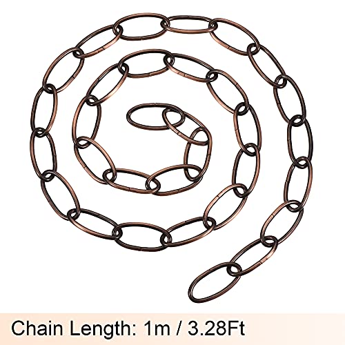 Image of MECCANIXITY Pendant Light Fixture Chains, 3mm Thick 1m Long Chandelier Hanging Links with Chain Connectors, Red Bronze 1 Set