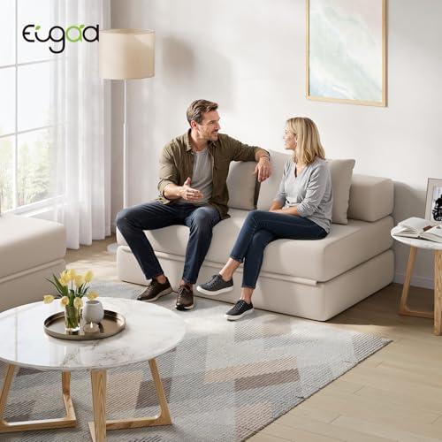 Canapé-lit 2 places velours côtelé beige 140 cm EUGAD