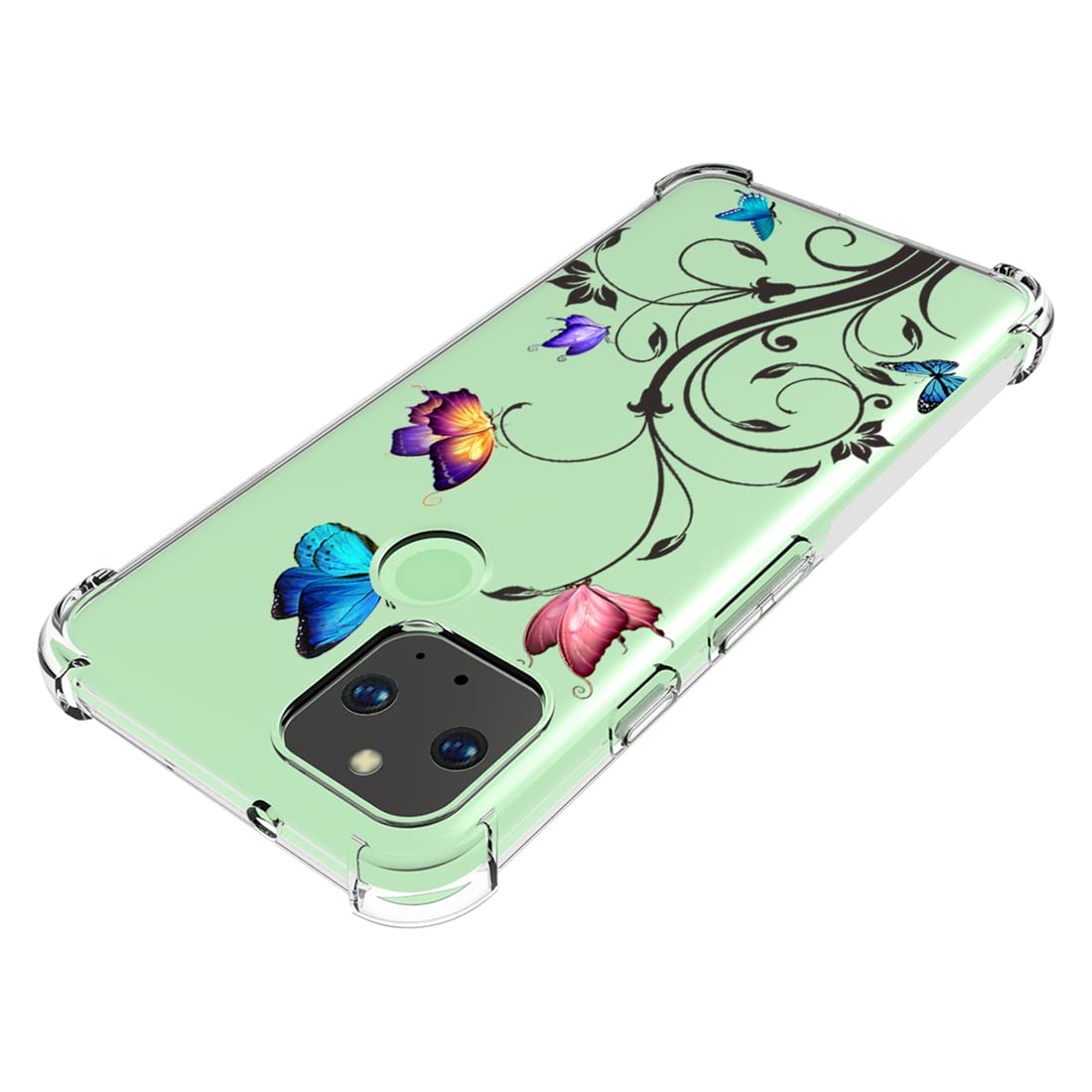 Handyhülle Für Google Pixel 5 – Transparent Mit Rosenblüten-Muster | TPU Silikon, Stoßfest & Kratzfest | Für Modelle GD1YQ/GTT9Q