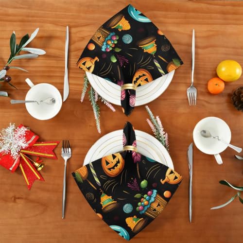Servilletas de Tela Halloween Multicolor Set x6 20x20 in miniatura 5