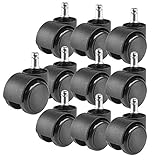 TPFLiving Rotelle per sedia da ufficio con rotelle per pavimenti duri, colore nero, 10 pezzi