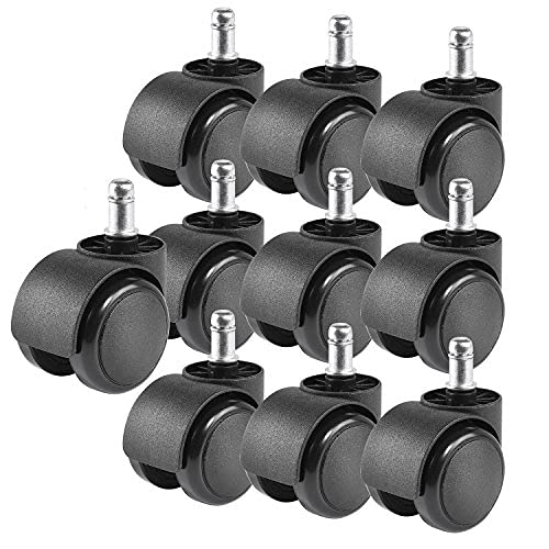 TPFLiving 10x Rotelle per Sedia da Ufficio con Diametro del Perno di 11 mm