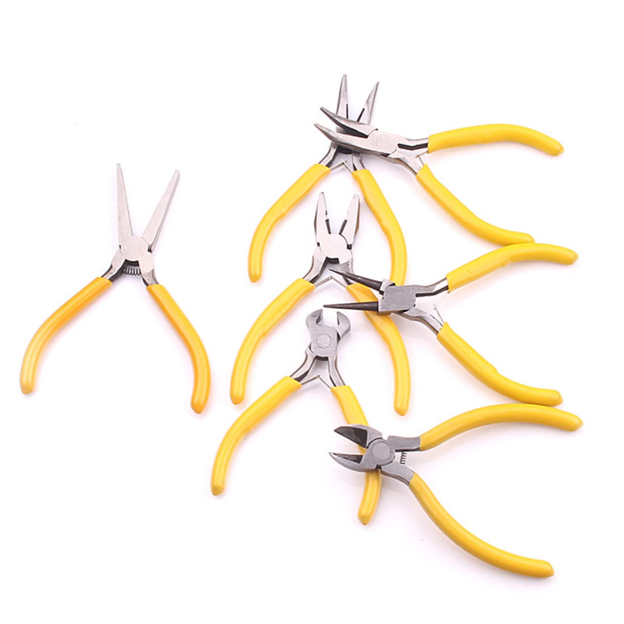 LIFKOME Mini Pinces à Bijoux Pince à Bec Fin Jaune Lot de 8 de 5 Pouces en Acier Outil Pratique pour Bricolage pour Création et Réparation de Bijoux