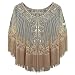 Whitewed Fringe Sheer Shoulder Shrug Clothing Beaded Wrap Gold Metallic Sequin ShawlÂ for Wedding