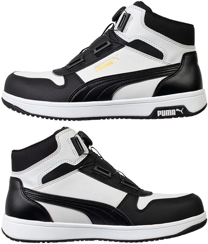 プーマ安全靴#63.212 26.5cmフロントコートブラック＆ホワイトミッド PUMA（プーマ） 安全靴 PUMA SAFETY フロントコート ディスク ミッド