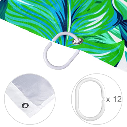 Rideau de douche textile grand format imprimé feuillage exotique vert - 5