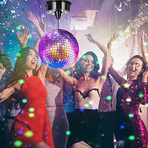 3 Rpm Mirror Ball Motor Rotating Motor With 4 Colors Lights, Disco Ball Motor Rotator For 6 8 12 Inch Disco Mirror Ball For Djs Bands Pubs Party Weddings Banquets Night Clubs-Battery Powered #TOP4