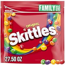 SKITTLES Original Chewy Candy Bulk Rainbow Fruity Candy, Family Size, 27.5 Oz Resealable Bag