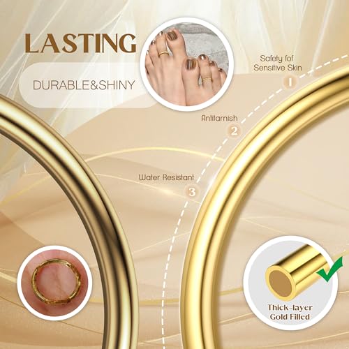 HAIAISO 14K Gold Filled Toe Rings for Women Adjustable Toe Ring Open Band Toe Ring Summer Beach Foot Jewelry2