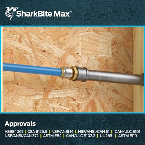 Image of SharkBite Max 1 /2 Inch x 3 /4 Inch MNPT Adapter, Pack of 6, Push-to-Connect Brass Plumbing Fitting, UR116