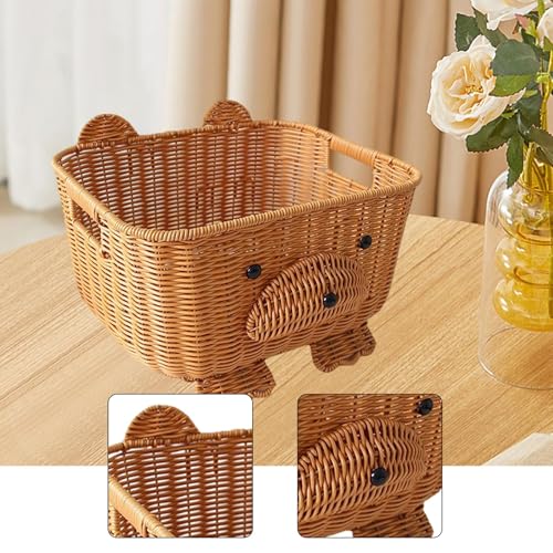 Cesta de almacenamiento tejida rectangular de ratán PP rockible para organizar el hogar (33cm) 6
