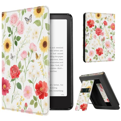 Image of CoBak Stand Case for 7 inch Kindle Paperwhite 12th Gen 2024 and Kindle Colorsoft with Hand Strap - Compatible with iPhone MagSafe, for Samsung /Belkin /Anker Wireless Charging Pads, Durable, Auto Sleep-Gray