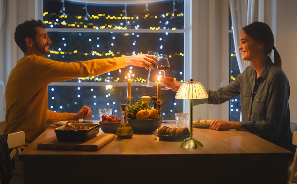hapygi portable battery operated led table lamp with touch sensor, gold cordless brass rechargeable lamp, bedside/night light/restaurant table/outdoor/coffee/bar (mushroom lamp)