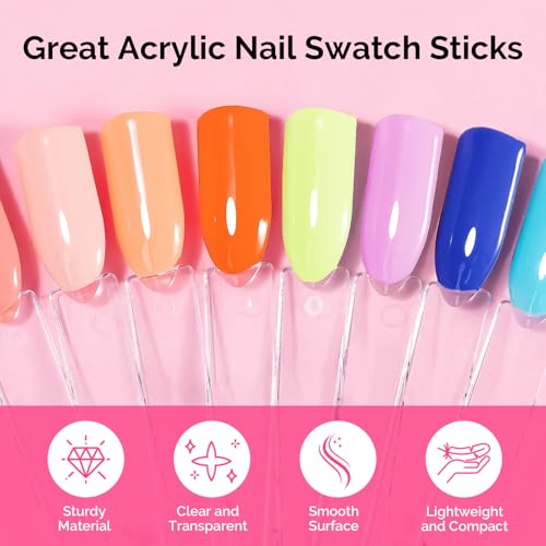 Image of MelodySusie 300 Pcs Nail Swatch Sticks with Ring, Clear Swatches for Gel Polish, Transparent Acrylic Practice Tips, Suitable for Displaying Colors, Training Nail Art for Beginners and Professionals