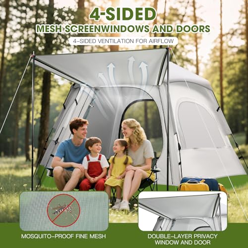 Carpa para camping de 4 personas con toldo impermeable miniatura 3