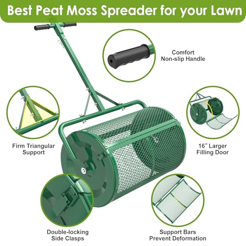 Image of Seeutek Compost Spreader, 24 inch Peat Moss Spreaders with 3 Heights