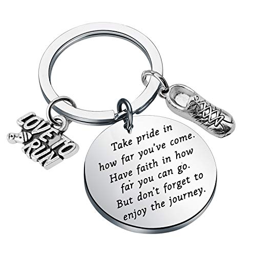 Runners Keychain Gift Marathon Runner Gift Marathon Keychain Track Gift Inspiration Gift for Runner Jewelry Running Gift (silver)