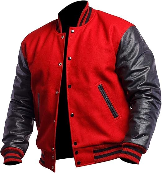 Image of Letterman Varsity Jackets for Men, Baseball Bomber Jackets, High School Letterman Jackets, Warm Wool Outerwear