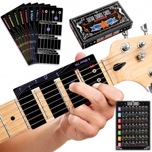56Pcs Guitar Chord Charts Guitar Training Cards for Beginner Fretboard Learning Aid Guitars Practice...