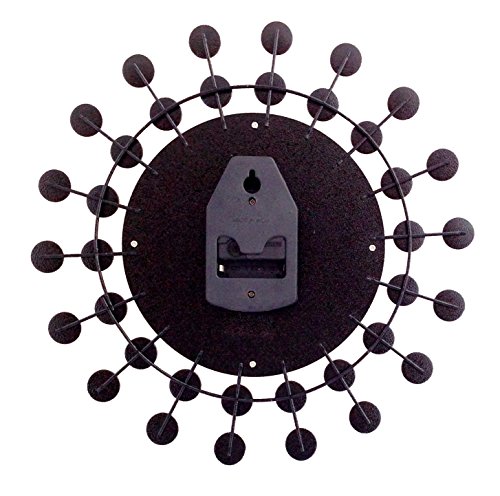 Image of CHRONIKLE Beautiful Floral Design Round Diamond Studded Home /Office Decor Analog Metal Wall Clock with Sweep Movement (Size: 36.5 x 5 x 36.5 CM | Color: Black | Weight: 805 grm)