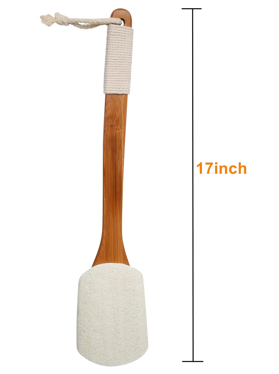 Leotruny Esponja exfoliante 100% natural con mango largo de madera para ducha (blanco roto (1 paquete)