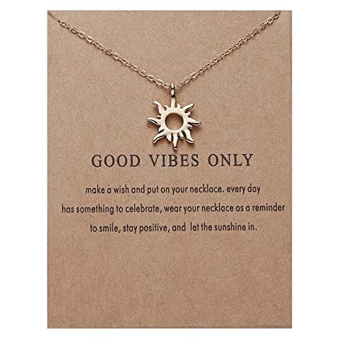 AILUOR Fashion Gold Sun Butterfly Necklace Clavicle Chain Sunlight Sunshine Pendant Necklace with Message Card Friendship Dainty Gold Butterfly Choker Jewelry Favors (Sun) Cover