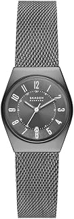 Women's Grenen Lille Three-Hand Date Watch with Mesh or Leather Band, Charcoal, Minimalist
