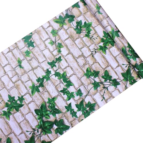 Papier peint PVC vert effet brique revêtement mural adhésif - 8