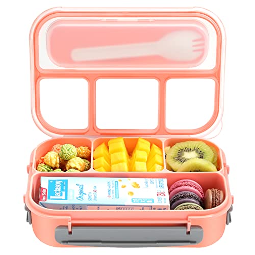 Lunch Box Kids,Bento Box Adult Lunch Box,Lunch Containers for Adults/Kids/Toddler,1300ML-4 Compartment Bento Lunch Box,Microwave & Dishwasher & Freezer Safe,BPA Fre (Pink)