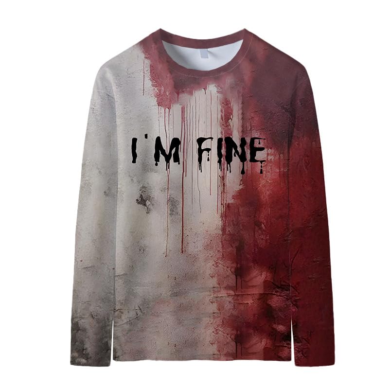 Problem Solved Bloody Long Sleeve Shirt I'm Fine Tshirt Halloween T-Shirt for Adult Men Women