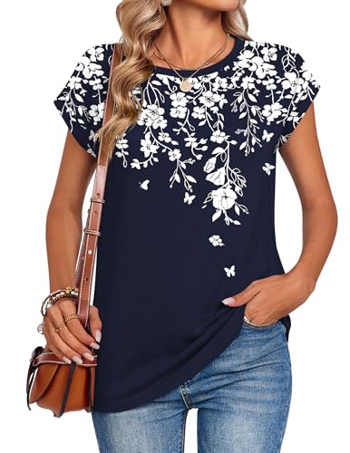 Image of Zeagoo Womens Tops Summer Casual Cap Sleeve Tshirts Shirts Business Dressy Spring Fashion Outfits Trendy Clothes