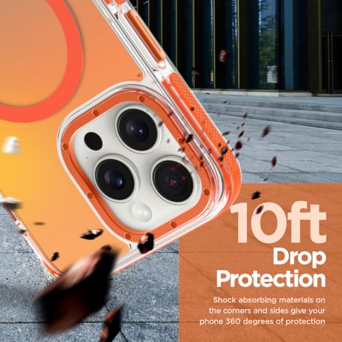 Image of Magnetic Case for iPhone 16 Pro Max [Compatible with Magsafe] [Cute Fashion Fluorescent Design] [1 Screen Protector] Slim Translucent Matte Case for iPhone 16 Pro Max 6.9 inch 2024, Orange