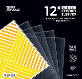 BIG FUDGE Vinyl Record Outer Sleeves - 12 inch x 50pcs - Clear LP Album Covers Made of High-Density Polypropylene Plastic - Durable & Wrinkle-Free - 3 mil Thick, 12.75" x 12.75"