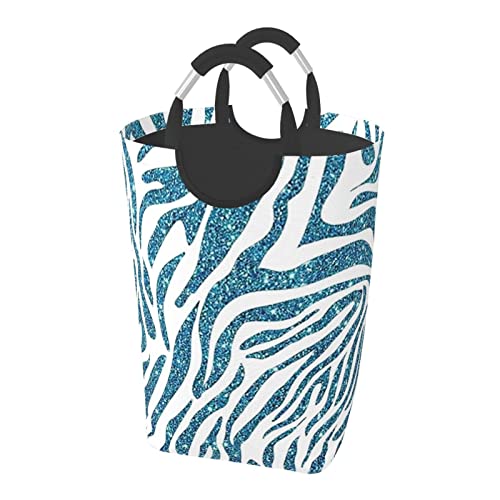 ランドリーバスケット 青い ヒョウ 動物柄 洗濯物入れ 汚れた衣類バスケット 持ち運び ランドリーバッグ 折り畳み式洗濯カゴ 収納バッグ 雑貨収納 大容量 折りたたみ 撥水加工 取っ手付き 軽量 旅行 寝室 脱衣所 リビング