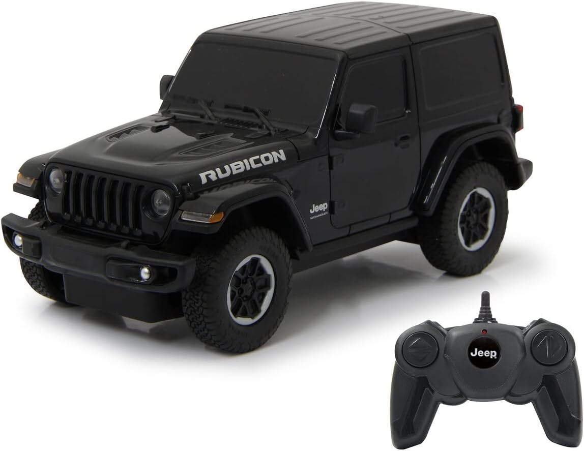 Jamara 405196 Jeep Wrangler JL 1:24 Black 27 MHz Officially Licensed, up to 1 Hour Drive at Approx. 7 km/h, Perfectly replicated Details, Workmanship