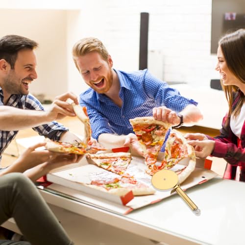 Miniatura 7 de Berglander Rueda De Pizza, Chapado En Titanio Dorado Cortador De Pizza Súper Afilado De Acero Inoxidable Con Chapado En Oro Y Titanio, Cortador De Masa, Fácil De Limpiar Y Almacenar