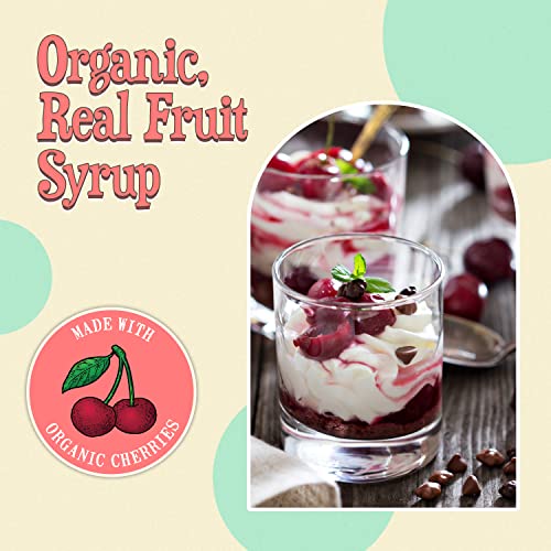 Image of Wabry Organic Cherry Syrup - 14.9oz (420g), Natural Fruit Syrups for Drinks, Coffee, Shaved Ice and Ice cream, Vegan, Non-GMO, Gluten-Free Snow Cone Syrup - BPA-Free Plastic Bottle