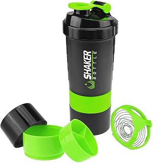 VIGIND Protein Shaker Bottle - Sports Water Bottle - Non Slip 3 Layer Twist Off 3oz Cups with Pill Tray - Leak Proof Shake...