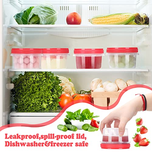 20 Pcs Freezer Containers For Food Soup Plastic Food Storage Containers With Lids Stackable Food Containers Screw On Lid Containers Clear Food Container, Freezer And Dishwasher Safe (10 Oz, Red) #TOP6
