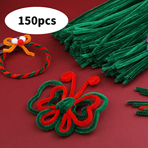 Image of Iuuidu 150PCS Pipe Cleaners Chenille Stem, Dark Green Pipe Cleaners | Craft Pipe Cleaners DIY Craft, Fuzzy Sticks Pipe Cleaners Bulk for Arts and Crafts, Xmas Home Decoration