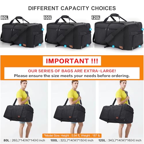 Urtala Faltbare Reisetasche für Herren & Damen, 120L Groß Weekender Übernachtungstasche mit Schuhfach, wasserdichte Handgepäck Tasche/Sporttasche