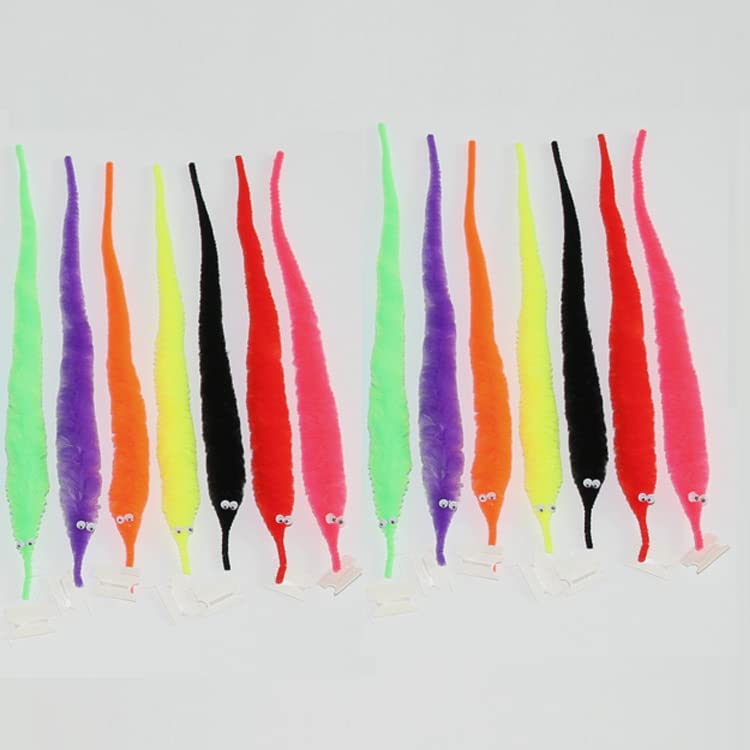 Rubywoo&chili 36 Vers Magiques En Peluche – Jouet Interactif – 6 Couleurs – 23 Cm – Fête, Anniversaire, Carnaval