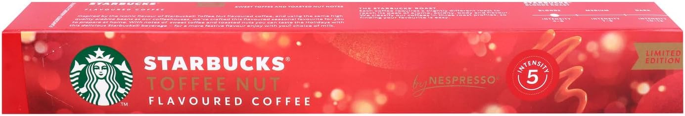 Starbucks Toffee Nut Flavoured Coffee By Nespresso Coffee Capsules, Tube of 10 Servings