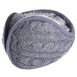 Sami Time Foldable Womens Ear Muffs,Winter Ear Warmers/Covers,Cable Knit Furry Fleece Unisex Earmuff