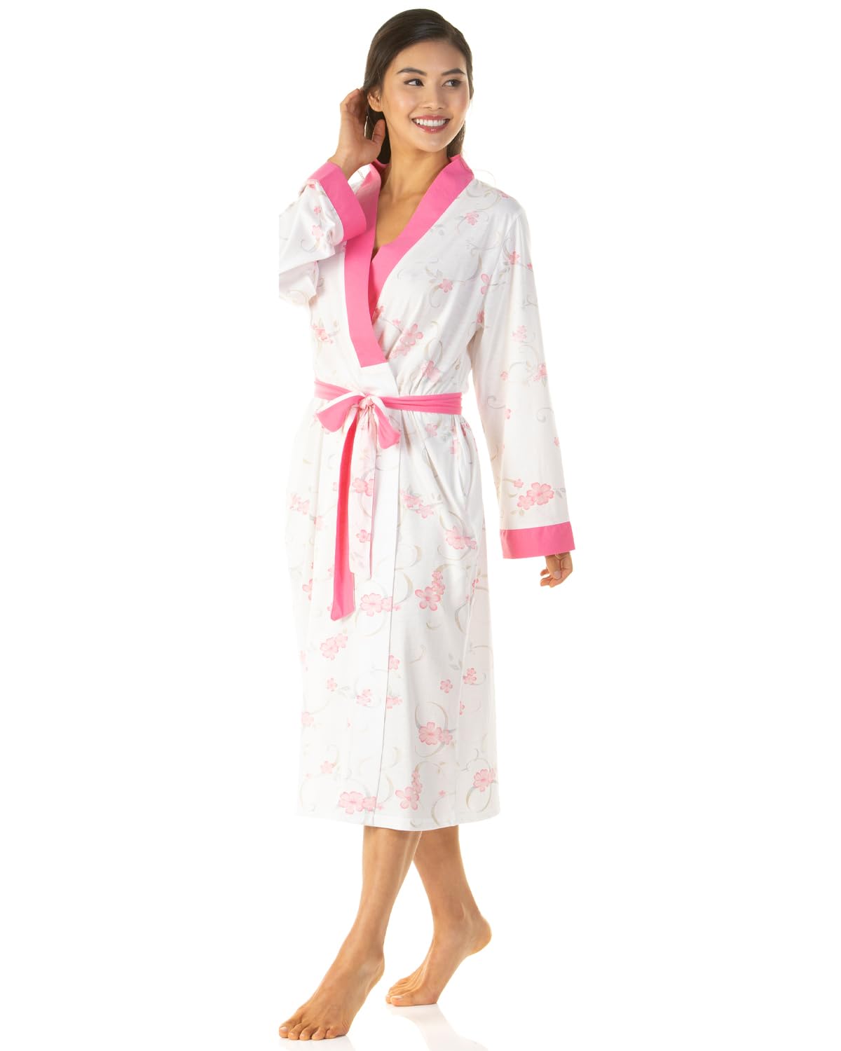Slumber Hut Ladies Jersey Polycotton Long Dressing Gown (22/24, Pink)